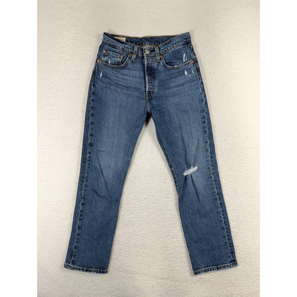 Levis Premium Jeans Womens 26 (26.5x25) 501 Skinny Classic Button Fly Blue